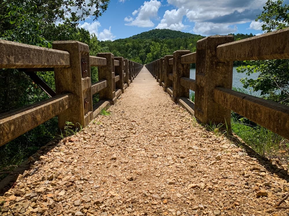 The Old Dam Bridge and Trail at Lake Leatherwood City Park in Eureka Springs