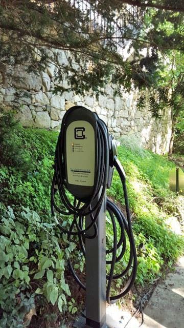 Photograph of an outdoor electric vehicle charger