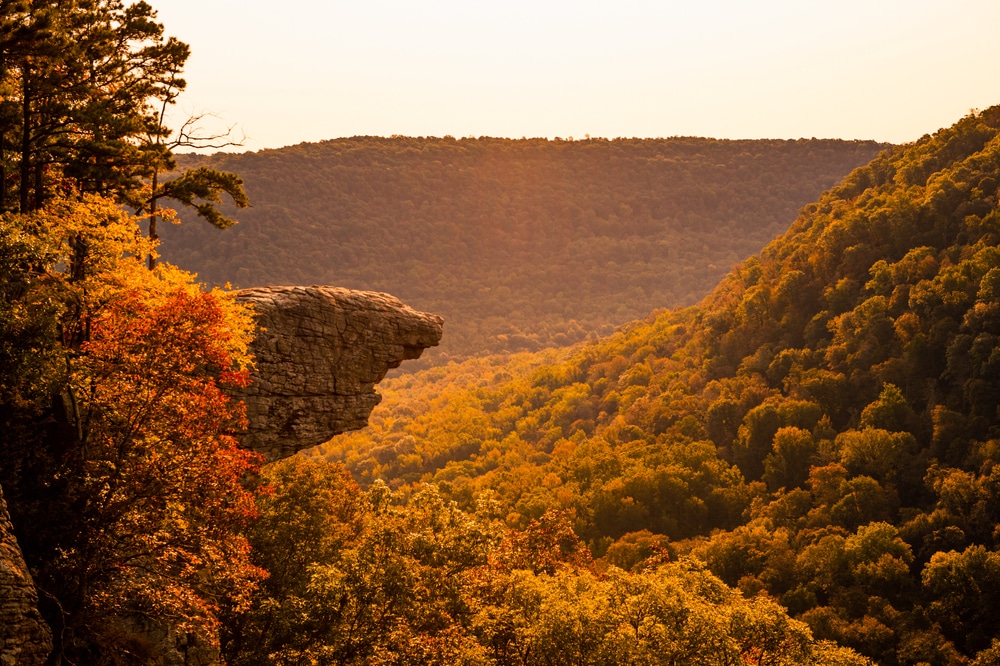 Gorgeous fall views from Hawksbill Craig, one of the best places for hiking near Eureka Springs
